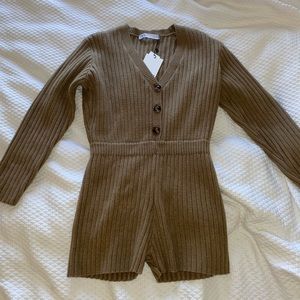 Zara long sleeve knitted brown/tan romper